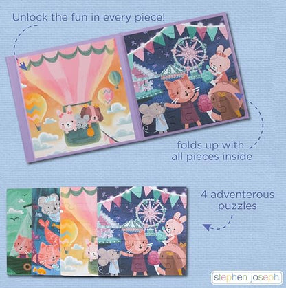 Stephen Joseph, 4 in 1 Magnetic Puzzles with 40 Pieces – Fun Game for Road Trips, Screen-Free Play, Travel Game for Kids, Magnetic On The Go Activity Set, Fairytale
