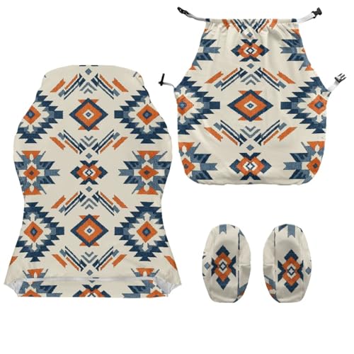 Aztec Southwest Print Computer & Gaming Chair Slipcover Breathable Stretchable Game Chair Cover with Armrest Covers Easy to Install for Swivel Rotating Chairs - color: Brown - Aztec Southwest