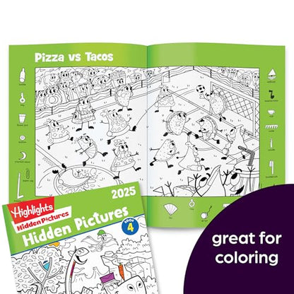 Highlights Hidden Pictures 2025 Activity Book Pack for Kids Ages 6 and Up, 4-Book Set of Travel-Friendly Screen Free Seek and Find Fun, Books Double as Coloring Books