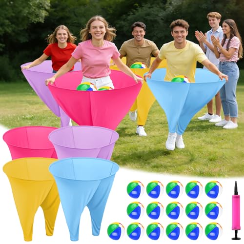 Granny Pants Yard Game Giant Granny Pants Outdoor Game Includes Bouncy Balls & Air Pumps Hilarious Outdoor Games for Adults and Family Backyard Gatherings Beach Games Team-Building Activities - color: Fuchsia Lilac Gold BabyBlue, size: 4PCS
