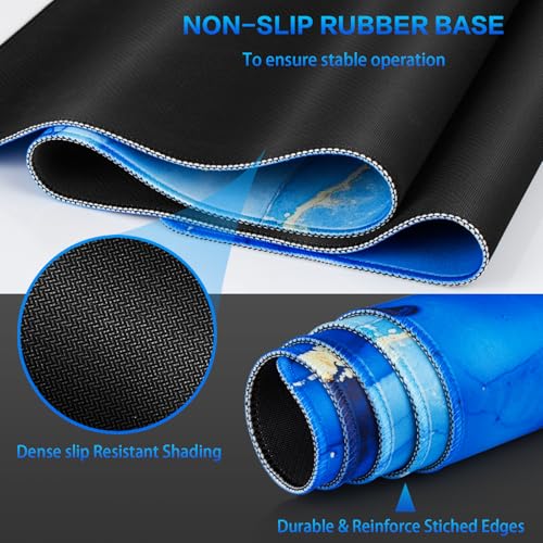 Canjoy Gaming Mouse Pad, 31.5x15.7inch Large Extended Mousepad Big Computer Desk Mat for Keyboard and Mouse Full Desk Mouse Mat with Non-Slip & Rubber Base - color: Blue Marble