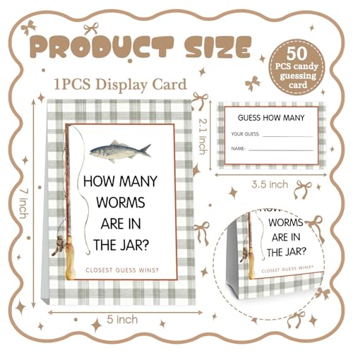 Fishing Guess How Many Baby Shower Game,Fishing Baby Shower Decorations,How Many Worms Are In The Jar Closest Guess Wins,Birthday Party Game & Activities 50 Cards And Sign - size: fish