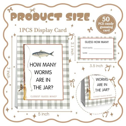 Fishing Guess How Many Baby Shower Game,Fishing Baby Shower Decorations,How Many Worms Are In The Jar Closest Guess Wins,Birthday Party Game & Activities 50 Cards And Sign - size: fish