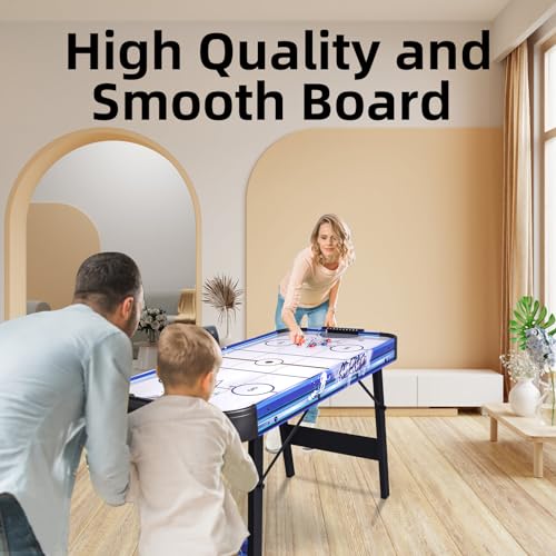 48 Inch 3-in-1 Air Hockey Table with Bowling & Shuffleboard - Foldable Game Table with 12V Powerful Motor, LED Scoreboard - More Fun Than Single Function Tables
