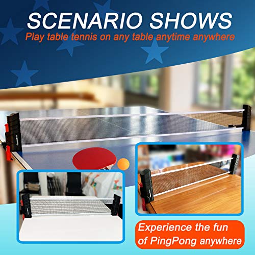 Comesee Retractable Ping Pong Net for Any Table, Table Tennis Nets and Posts Equipment for Replacement - color: black