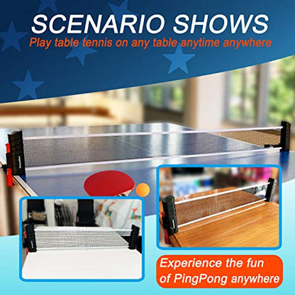 Comesee Retractable Ping Pong Net for Any Table, Table Tennis Nets and Posts Equipment for Replacement - color: black