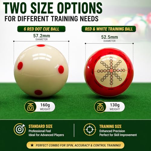 Billiard Training Cue Ball, 2.25" Standard Size Pool Practice Cue Ball, Wear-Resistant Training Ball for Home Game Rooms - color: White/Red