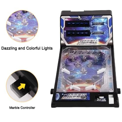 Pinball Machine Kit for Christmas, Tabletop Arcade Electronic Game, Desktop Mini Pinball Shooting Toy, Classic Retro Electronic Pinball Gifts for Boys Girls