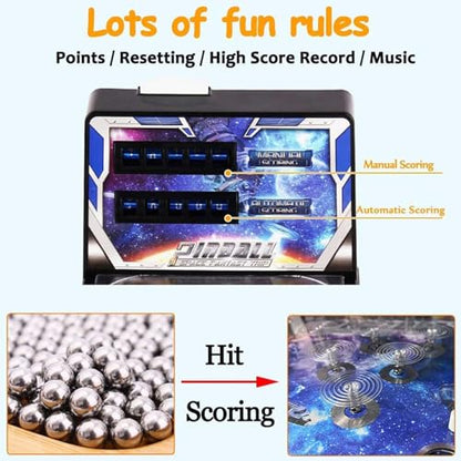 PHATM Mini Marble Arcade Machine Parent-Child Electronic Marble Game Space Super Pinball Games Retro Compact Tabletop Arcade for Small Space