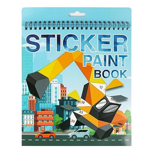 Vehicle Paint by Sticker Book Crafts for Kids Ages 4-8 Sticker by Number Boys and Girls Birthday Gifts Party Favor, Travel Toys Car Stickers for Toddler Learning - style: Vehicle