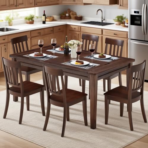 Haddockway 63" ×39“ Board Game Table with Removable Top, Solid Wood Dining/Gaming Table for 4-6 Players with Play Mat, 6 Detachable Cup Holders & 6 Hobby Trays (Warm Walnut) - color: Warm Walnut