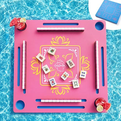 Floating Mahjong Table for Pool, Double-Sided Waterproof Float Game Tray for Mahjong, Poker, Cards, Dominoes Scrabble, Water Game Table for Adults, Pool, Hot Tub, Lake, Beach and Summer Parties
