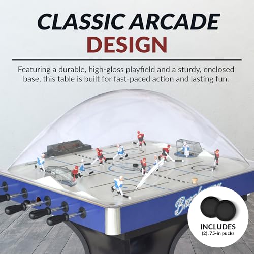 Hathaway Breakaway 41-In Dome Hockey Table for Family Game Room - With EZ-Grip Handles, Easy-Open Dome Top, LED Scoring Unit, Durable Chrome-Plated Metal Accents & Leg Levelers - Blue/Black Finish