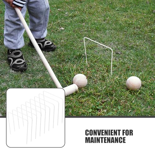 12 Pcs Metal Croquet Wickets Replacement Set, Iron Wire Croquet Gates with White Coating, Heavy Duty Lawn Game Hoops for Backyard Outdoor Family Play