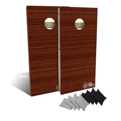 Slick Woody's Professional-Grade Cornhole Boards - 4'x2' Solid Wood Regulation Woodgrain Flag Bean Bag Toss Game with 8 Resin Filled Bags - color: Jarrah