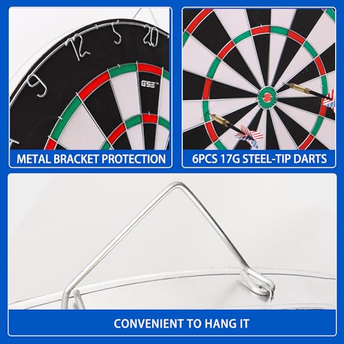 GSE Games & Sports Expert 18" Regulation Size Steel Tip Dartboard Game Set. Excellent Bristle/Sisal, Paper Baseball, Bullseye, Dart Board Game Set (Several Styles Available) - style: 2-in-1 Flocking Bullseye/Dart Board Set