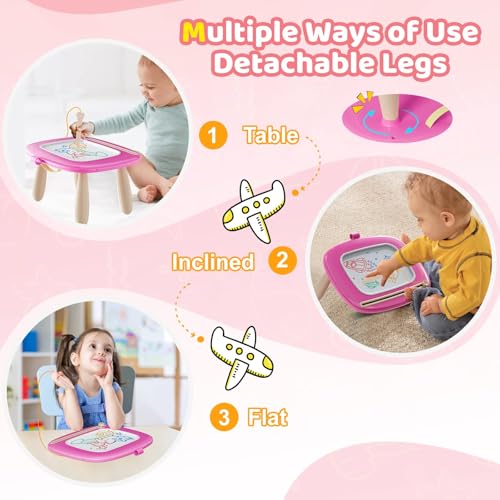 Kikidex Toddler Toys for 1-3 Years, Sturdy Magnetic Doodle Board, Reusable, No Mess, Educational Learning Toys for Kids Birthday (Rose) - color: Rose