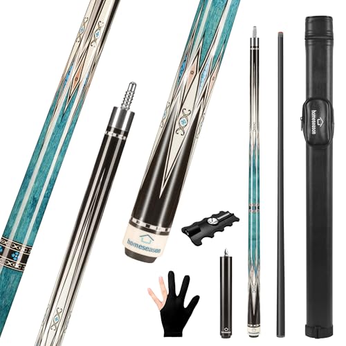 HomeSeason Carbon Fiber Pool Cue 58" with Leather Bag Extender Extension Rod Professional Pool Stick 4-Layer Tip Low Deflection Cue Stick, 3 * 8/8Joint Pin, Ultra-Smooth, Billiard Cue Sticks - color: 21oz with bag