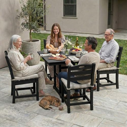5 PCS Outdoor Dining Set, Weather Resistant HDPE 37.8" Square Patio Table and Chairs Patio Furniture Sets with 1.7" Umbrella Hole for Garden, Backyard, Yard, Pool, Balcony, Black - color: 37.8" Outdoor Dining Set of 5, Black
