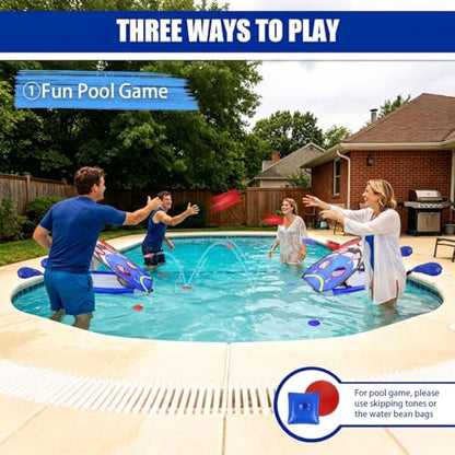 ROSE ME Pool Cornhole Game Floating, Double Sided Pool Games for Adults, 3x2ft Water and Land Dual-Purpose Corn Hole Boards Set,Easy Set Up, Portable Fun Toys for Poolside, Beach, Lake