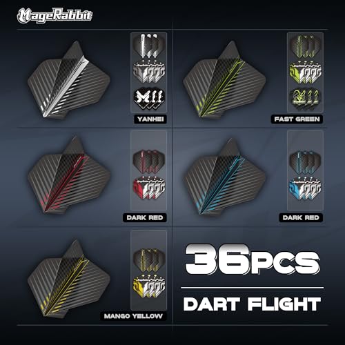 Dart Accessories Kit Including 36pcs Dart Flights 45pcs Dart Shafts for Steel/Soft Tip Darts,Sharpener, Dart Stems Remover Tool, 50 Metal Rings,50 Rubber Rings, Pack of 195pcs Accessories