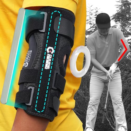 GAIARENA Golf Training Aid Straight Arm Elbow Brace Swing Trainer, Straight Away Swing Trainer Aid to Eliminate Chicken Wing Swing Golf Accessories Practice Equipment Gifts for Men Women Beginner - color: Black