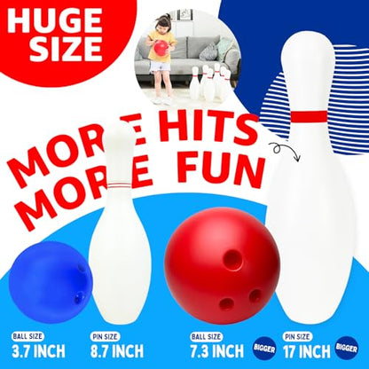Grip Kids 17 Inch Huge Bowling Set with Storage Bag – 6 Giant Pins, Outdoor & Indoor Backyard Game for Kids, Family Party, Birthday Gift Ages 5+ – Amazon Exclusive