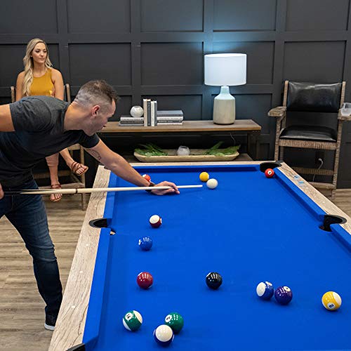 American Legend Billiard Table with Rustic Wood Finish - color: Blue 84