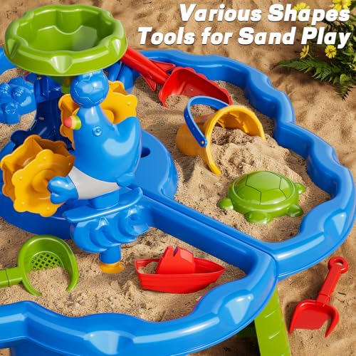 3 in 1 Water Table for Toddlers 1-3 Years, Kids Summer Activity Sensory Play Outdoor Beach Backyard Sand Water Table Toys for Toddlers 18M+, Birthday Gift Toys for Boys Girls - style: 8928