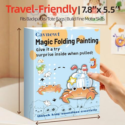Cavnewt Kids Coloring Book with Foldable Surprise Design, Expandable Long Coloring Pages, Creative Drawing Activity Book for Toddlers & Kids, Screen-Free Travel Activity,Ideal Gift for Kids