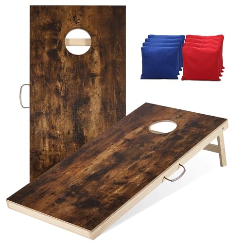 Sportdo 4x2 ft Solid Wood Cornhole Set with 8 Bean Bags, Regulation Size Cornhole Board Set for Adults, Cornhole Game Set for Tailgate Backyard Toss Games Indoor&Outdoor Activities - style: Miracle Wood