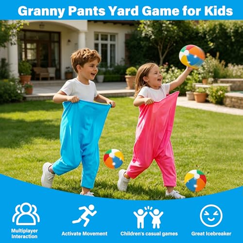 yofit 24Pcs Granny Pants Yard Game Funny Field Day Outdoor Games for Adults Kids and Family Gaint Pant Set for Brithday Party Tossing Games Activities for Groups
