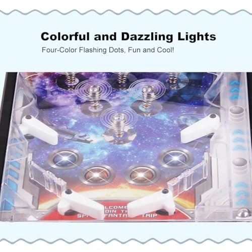 Electronic Tabletop Pinball Machine for Family Kids, Classic Pinball Toy with Lights Sounds and Scorer, Pinball Ball Shooting Game, Retro Arcade Machine Puzzle Pinball Game