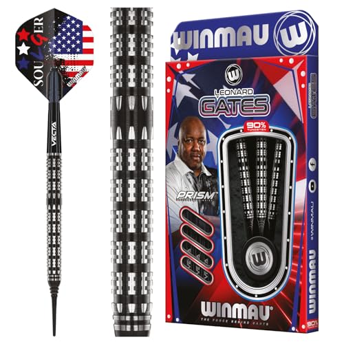 Winmau Leonard Gates The Soulger Steel Tip Darts Set - 90% Tungsten Professional Darts - C-Axis Grip Control with Prism Flights & Vecta Shafts - Available in Multiple Weights