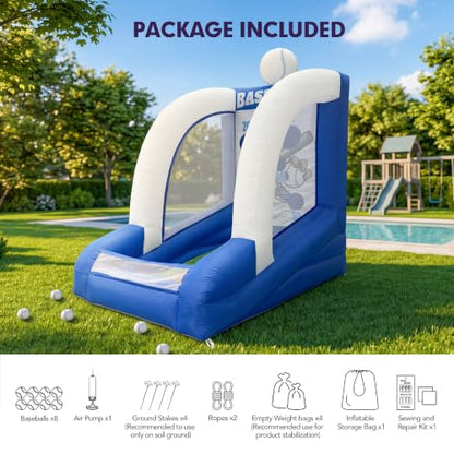 10FT Inflatable Baseball Toss Game with 8 Balls & Built-in Blower, Easy Setup Baseball Pitching Target Carnival Game for Indoor/Outdoor Parties, Events & Backyard Fun