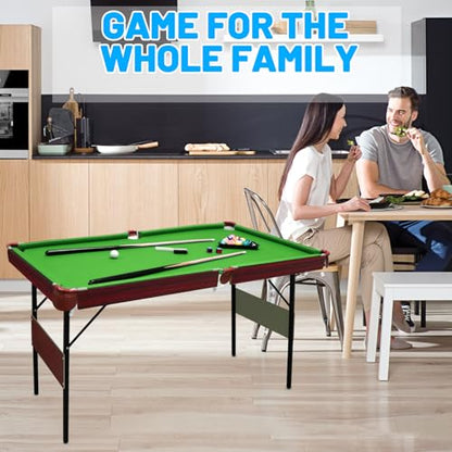 Seydrey 54" Folding Pool Table, Portable Space-Saving Billiard Game Table for Game Room & Office - color: Single Green Felt