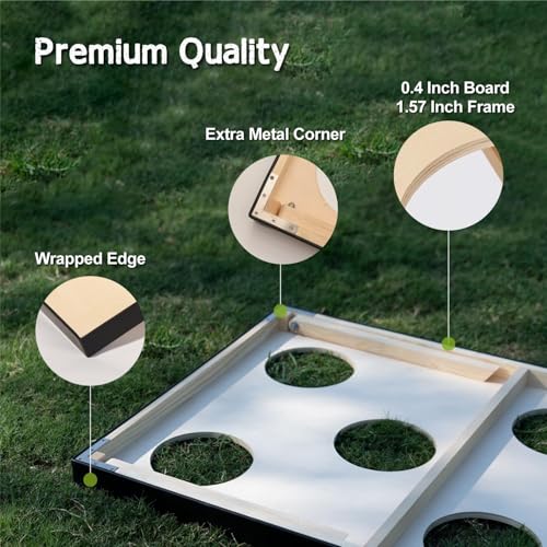Merito 2-in-1 Outdoor Games, Cornhole Board Set & Ring Toss Game, Perfect Reinvented Bean Bag Toss Games for Backyard, Beach, Camping and Party