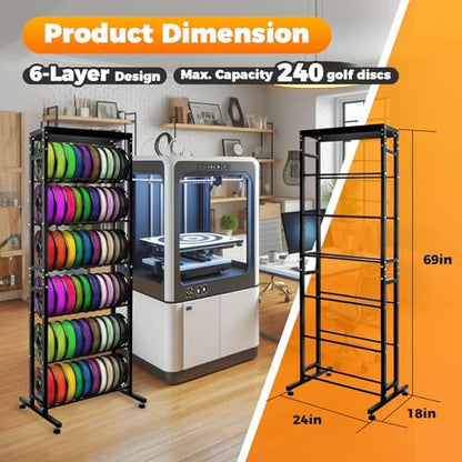 Sidasu 2/3/6-Tier Discs Golf Rack,Metal Disc Golf Storage Rack, Space-Saving Disc Station for Disc Golf Storage Shelf-Black - size: 6-shelf