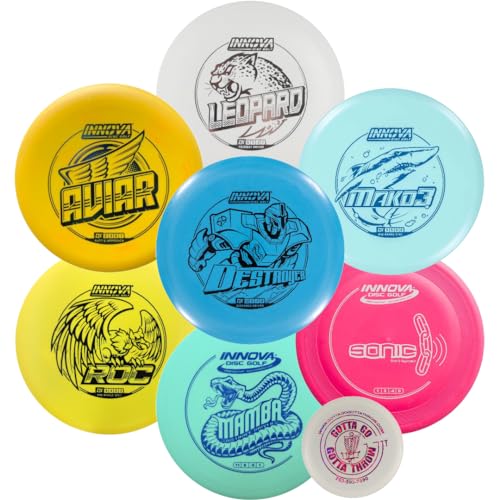 INNOVA DX 3 Disc Golf Starter Kits for Men, Women, & Kids, Putter, Midrange, Driver, Bonus G3T Mini, Weight Ranges 140-180, Beginner Frisbee Golf Set, Fade Bag Sold Seperat