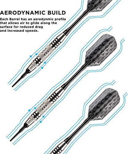 Viper by GLD Products Bobcat Adjustable Weight Soft Tip Darts with Storage/Travel Case - size: 16 Grams (Adjustable to 18 and 19 Grams), style: Nickel Silver Plated with Black Rings