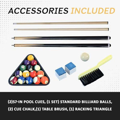 Billiards Table，7 FT Pool Table with Premium Accessories, Durable Matte-Black Finish, and Heavy Duty Legs for Modern Adult Rrec Room Family Game Room - color: Wood
