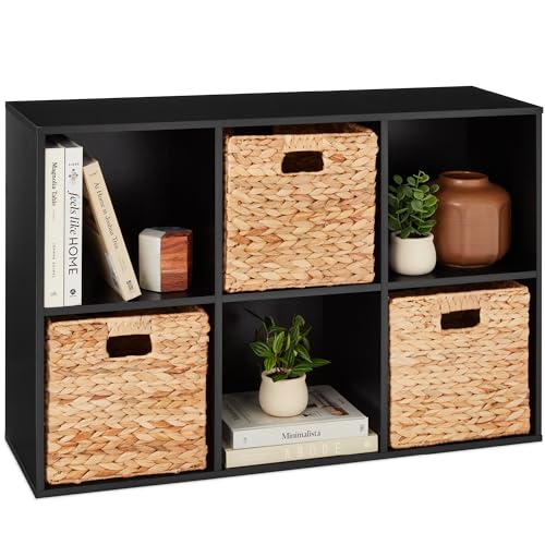 Best Choice Products 6-Cube Storage Organizer, 11in Shelf Opening, Bookcase, Display Shelf, Customizable w/ 3 Removable Back Panels – Black - color: Black, size: 6-Cube, 11in Shelf Opening, No Legs