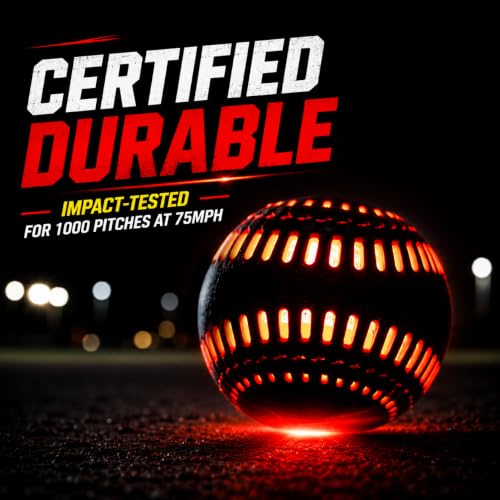 SPARK CATCH Light Up Baseball, Glow in The Dark Baseball, Sports Gear Accessories Gifts for Boys 8 9 10 11 12 13 14 15 Years Old, Kids Teens All Ages Gift Ideas - color: Ruthless Red