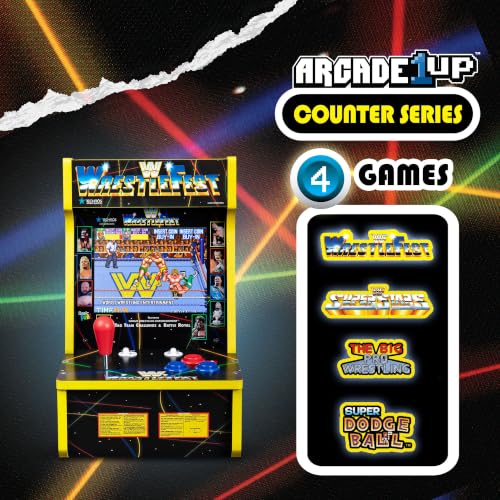 Arcade Classics - WWE Counter Series Game Machine, 4 Games, 8" Liquid Crystal Screen - Mini Cabinet, Portable Gaming, Retro, Countertop Console, Basement Decoration, Man Cave - style: WWE Counter Series