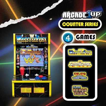 Arcade Classics - WWE Counter Series Game Machine, 4 Games, 8" Liquid Crystal Screen - Mini Cabinet, Portable Gaming, Retro, Countertop Console, Basement Decoration, Man Cave - style: WWE Counter Series