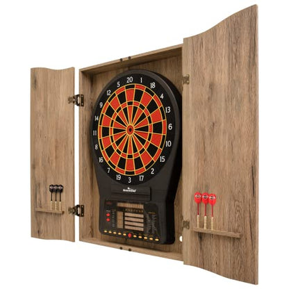 DMI Sports Tan CricketPro Dartboard Cabinet | Designed for Arachnid 15.5” CricketPro 900, 800, 750, 650 Electronic Dartboards | Does Not Include Dartboard