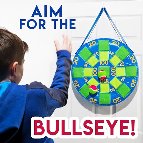 Franklin Sports Kids Dart Board - Inflatable Dart Ball Game with 3 Tennis Ball Self-Stick Darts - 20 X 20