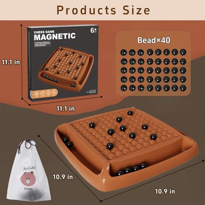 Magnet Game, Magnetic Game Chess 40 Piceses, Family Games for Kids and Adults, Board Game for Kids 8-12 Family Games Night 2-4 Players, Gifts for Teens Kid (Brown) - color: Brown