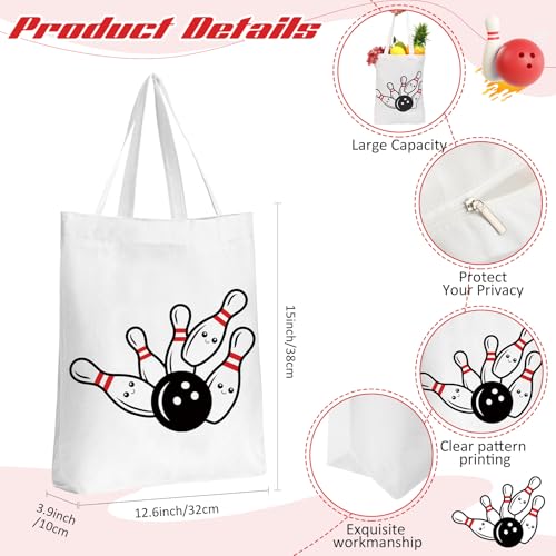 Sieral 2 Pcs Animal Lover Bag Gift for Women Travel Canvas Tote Portable Zipper Pouch Canvas Reusable Grocery Tote - style: Bowling