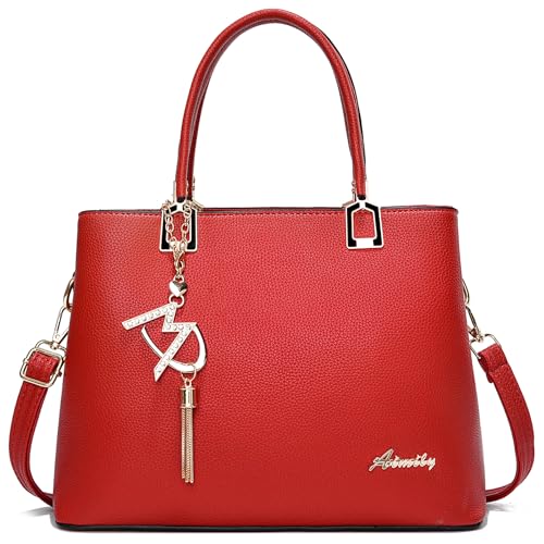 Womens Purses and Handbags Shoulder Bags Ladies Designer Top Handle Satchel Tote Bag - color: Liz Red